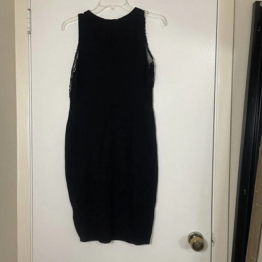 RED Valentino black knit lace overlay sleeveless bodycon dress size Medium